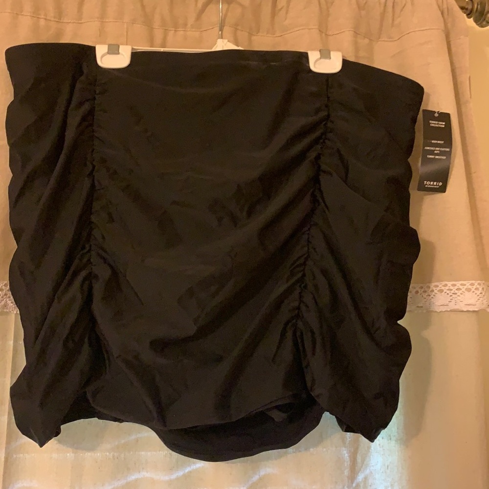 Black Swim Skirt High Waist,Conceals Flatters Hips